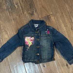 Disney Kids Blue Denim Jacket with Floral Embroidery